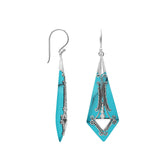AE-1181-TQ Sterling Silver Fancy Shape Earring With Turquoise Shell Jewelry Bali Designs Inc